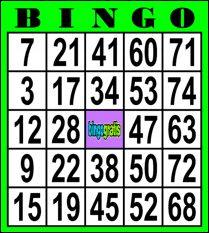 carton de bingo de 5x5 - 75 bolas